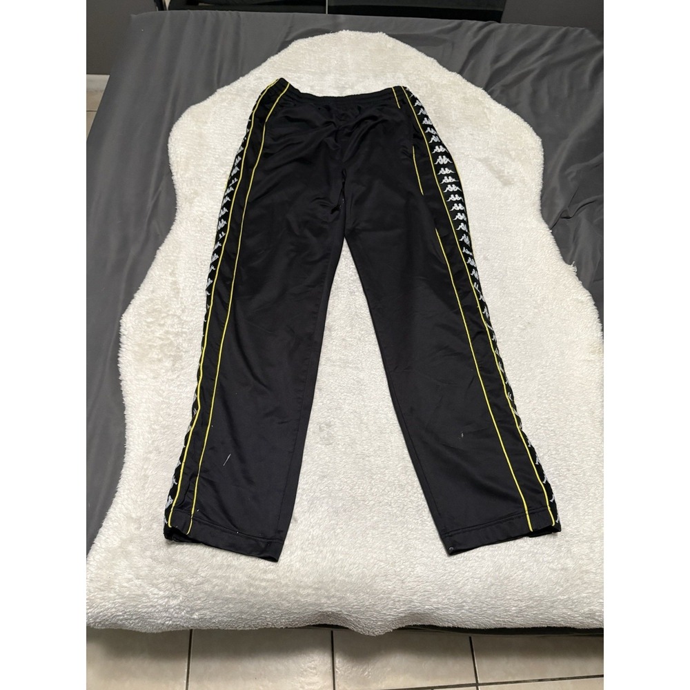 Vintage Kappa Men's Black Snap On Gym Joggers Size Large Pants READ
